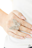 Paparazzi Flauntable Flutter - White Butterfly Ring