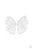 Paparazzi Butterfly Frills - Silver Butterfly Earrings