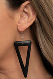 Paparazzi Bermuda Backpacker - Black wood Earring
