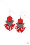 Paparazzi Jurassic Juxtaposition - Red Earrings