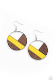 Paparazzi Dont Be MODest - YellowWood Earrings