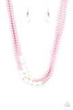 Paparazzi Extended STAYCATION - Pink Pearl Necklace
