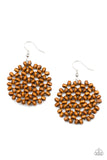 Paparazzi Summer Escapade - Brown Wood Earrings