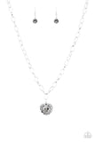 Paparazzi No Love Lost - Silver Necklace and matching Earrings - The Jewelry Box Collection 