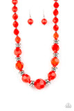 Paparazzi Dine and Dash - Red Necklace and Matching Earrings