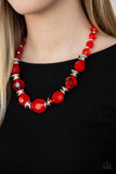 Paparazzi Dine and Dash - Red Necklace and Matching Earrings