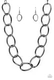 Paparazzi  The Challenger - Black Necklace and Matching Earrings - The Jewelry Box Collection 