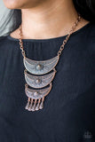 Paparazzi Go STEER-Crazy Copper Necklace and matching Earrings - The Jewelry Box Collection 
