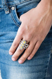 Paparazzi Rio Trio Yellow Beads Silver Ring - The Jewelry Box Collection 