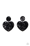 Paparazzi Just a Little Crush - Black Heart Earrings