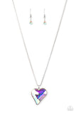 Paparazzi Lockdown My Heart - Multi Iridescent Heart Necklace