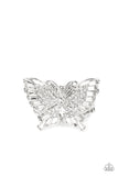 Paparazzi Fearless Flutter - White Butterfly Ring