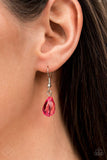 Paparazzi Beach Buzz - Pink Beads - Heart Pendant, Butterfly, Rhinestones - Necklace & Earrings - The Jewelry Box Collection 