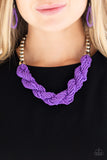 Paparazzi Savannah Surfin - Purple Seed Beads - Silver Chain Necklace and matching Earrings