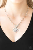 Paparazzi Victorian Romance Silver Heart necklace with matching earrings