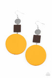 Paparazzi Modern Materials - Yellow Wood Earrings