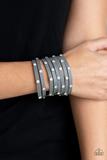 Paparazzi Sass Squad - Silver Leather Wrap / Snap Bracelet