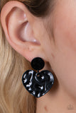 Paparazzi Just a Little Crush - Black Heart Earrings