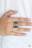 Paparazzi Behind The SHEEN - Black Ring - The Jewelry Box Collection 