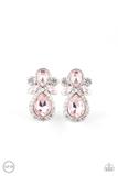 Paparazzi Celebrity Crowd - Pink - Teardrop Rhinestones - Clip On Earrings