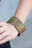 Paparazzi Glitter Gossip - Brass - Wrap / Snap Rhinestone Bracelet - Fashion Fix / Trend Blend Exclusive Exclusive