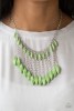 Paparazzi Venturous Vibes – Green Faceted Bead Silver Necklace with matching earrings