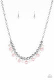 Paparazzi Power Trip - Pink Pearls - Silver Chain Necklace and matching Earrings