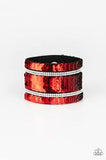 Paparazzi MERMAID Service - Red / Silver Sequin - White Rhinestones - Mermaid Bracelet