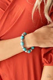 Paparazzi Ruling Class Radiance - Blue - Turquoise Stone - Silver Beads Bracelet - Fashion Fix Exclusive February 2019