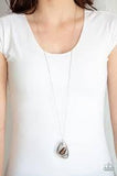Paparazzi Asymmetrical Bliss - Brown - Silver Pendant - Necklace & Earrings - The Jewelry Box Collection 