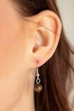 Paparazzi Asymmetrical Bliss - Brown - Silver Pendant - Necklace & Earrings - The Jewelry Box Collection 