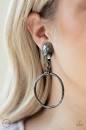 Paparazzi Jumping Through Hoops - Black - Hoop - Clip-On Earrings