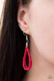 Paparazzi Bora Bombora - Red Seed Bead Necklace! and matching Earrings - The Jewelry Box Collection 