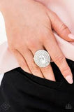 Paparazzi Metro Millionaire - White - Oval Gem / Rhinestones - Silver Ring - Fashion Fix / Trend Blend Exclusive August 2019