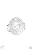 Paparazzi Metro Millionaire - White - Oval Gem / Rhinestones - Silver Ring - Fashion Fix / Trend Blend Exclusive August 2019