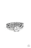 Paparazzi Prim and Proper - Black - White Rhinestones - Dainty Band Ring