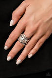 Paparazzi High Rollin - Black and White Rhinestones Ring - 2019 Convention Exclusive