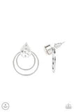 Paparazzi Word Gets Around - White - Rhinestones - Double Sided Post Earrings