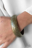 Paparazzi Tread Lightly - Brass - Thick Bangle Bold Bracelet