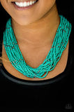 Paparazzi Summer Samba - Blue Turquoise - Seed Beads - Necklace and matching Earrings - The Jewelry Box Collection 