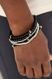 Paparazzi Fiercely Frosted - Black Bracelet