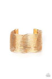 Paparazzi Retro Revamp - Gold - Wire Weaves - Edgy Cuff Bracelet