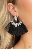 Paparazzi Formal Flair - Black - Thread / Fringe - Rhinestones - Post Earrings - The Jewelry Box Collection 