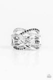 Paparazzi High Rollin - Black and White Rhinestones Ring - 2019 Convention Exclusive