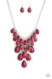 Paparazzi Shop Til You TEARDROP - Red / White Teardrops - Necklace - 2019 Convention Exclusive