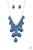 Paparazzi Shop Til You TEARDROP - Blue - Teardrops - Dramatic Fringe - Silver Chain Necklace and matching Earrings