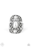 Paparazzi Maven Haven - Silver - Oval Bold Frame - Studded Textures Ring - Fashion Fix Exclusive November 2019