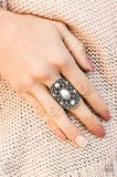 Paparazzi Maven Haven - Silver - Oval Bold Frame - Studded Textures Ring - Fashion Fix Exclusive November 2019