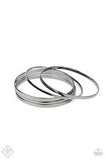 Paparazzi Ensnared - Black Gunmetal - Set of 5 Bangle Bracelets - Trend Blend / Fashion Fix March 2020