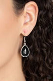 Paparazzi Drop Zone - Black - Shiny Teardrop - Silver Chain - Necklace & Earrings